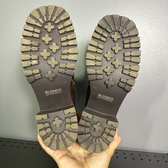 Blondo Rebel Leather Waterproof Boots Womens Size 7.5 Chunky Brown Biker Grunge - Picture 7 of 8